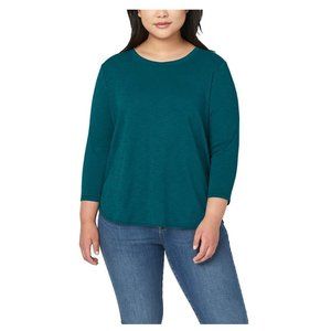 NWT Kirkland Women's Slub Jersey 3/4 Sleeve T-Shirt Top Blue Size 2XL $45 1B272